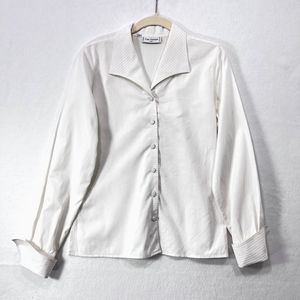 Anne Fontaine Shirt Women 1 / Chest 34" White Cotton Buttoned Classic France